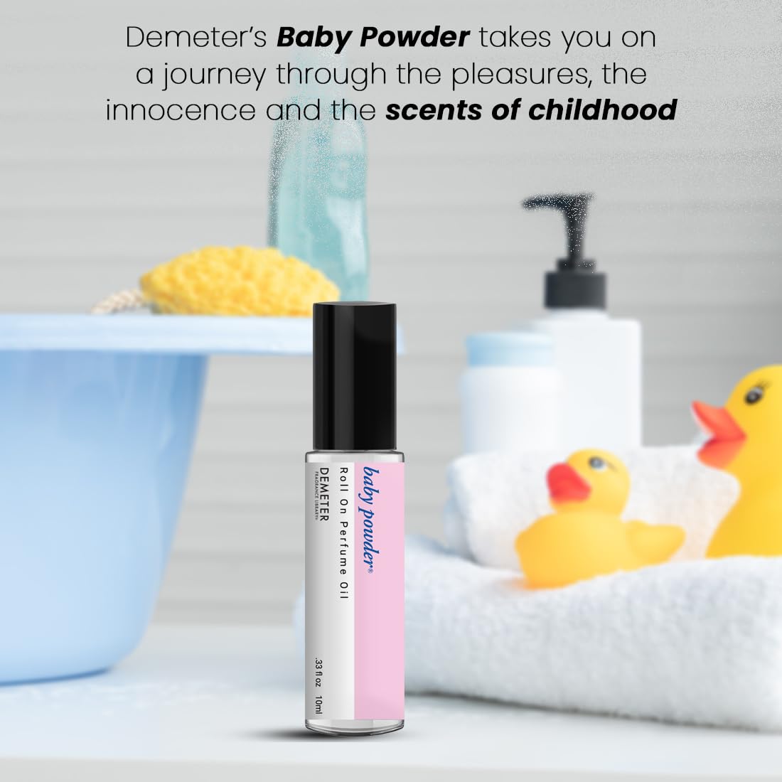 DEMETER Baby Powder Roll-On rolling-ball applicator for smooth fragrance application.