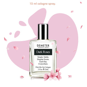 Demeter Dark Roses bottle; lush rose tones with unexpected depth for daily elegance.