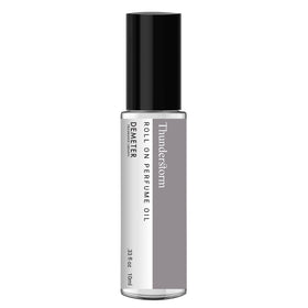 DEMETER Thunderstorm roll-on bottle close-up for portable fragrance on the go