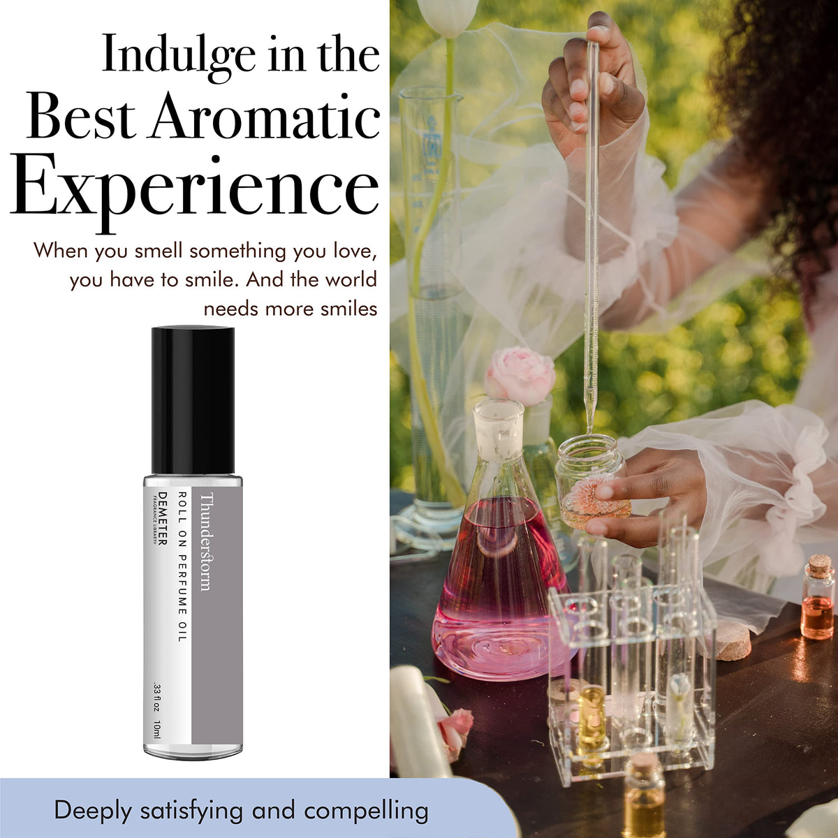DEMETER Thunderstorm roll-on on wrist demonstrates easy, subtle scent layering