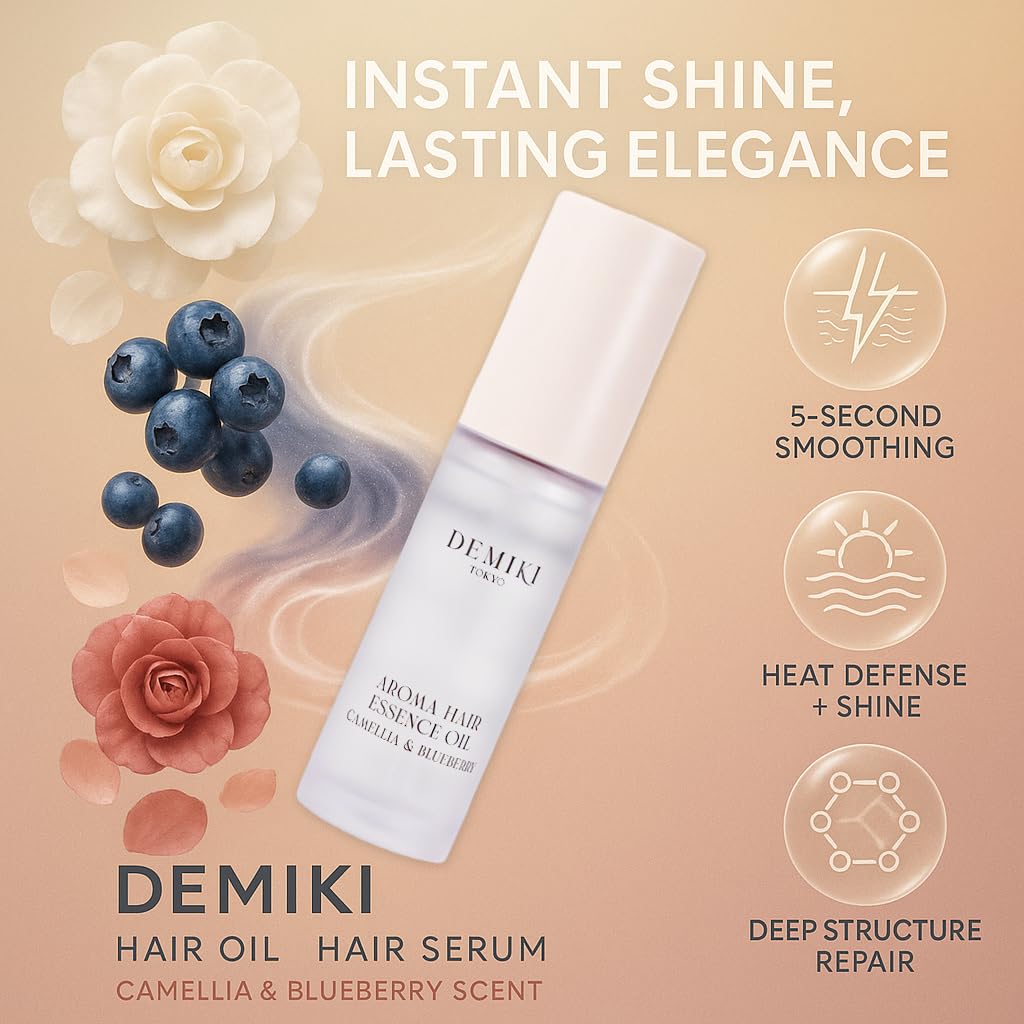 DEMIKI Travel Size Hair Oil keeps hair nourished on the go.