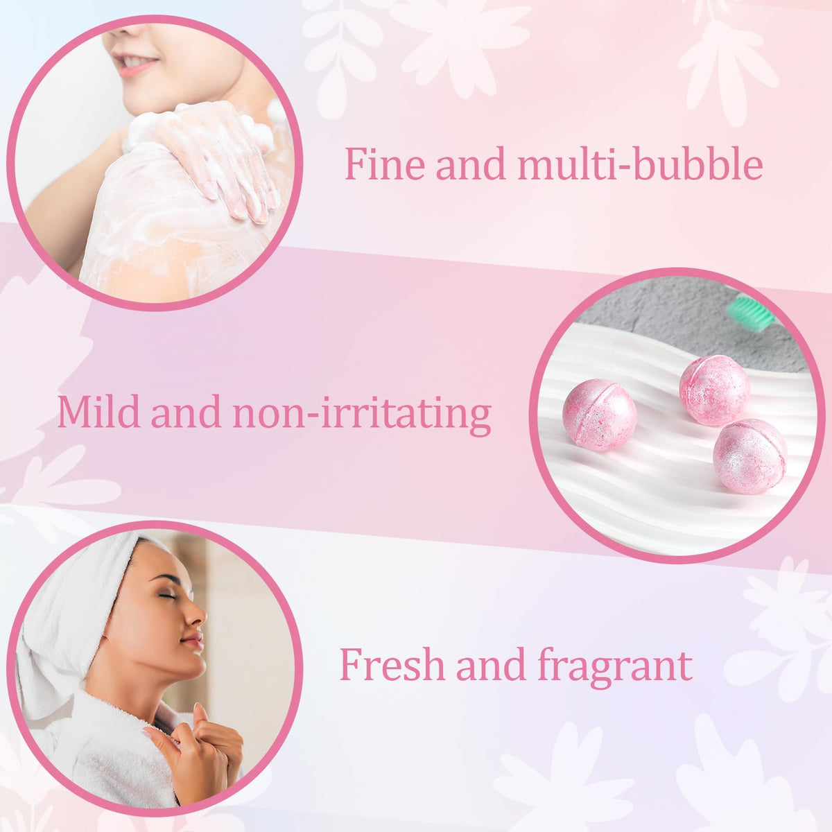 Demissle glitter pink bath bombs for a luxurious bath experience.