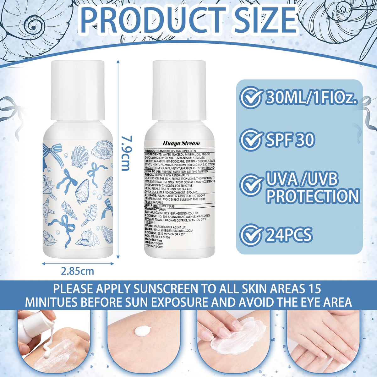 Demissle travel-size SPF 30 bottle fits purses and beach bags