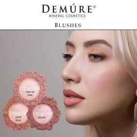 Demure Mineral Blush loose powder swatch showing rich pigment for buildable color.