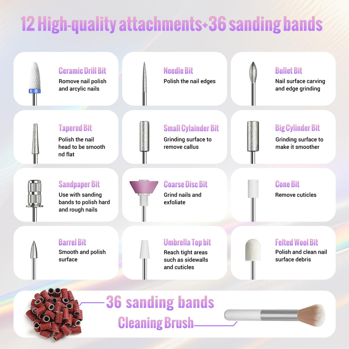 Denabuty five speeds nail drill supports right- or left-handed use