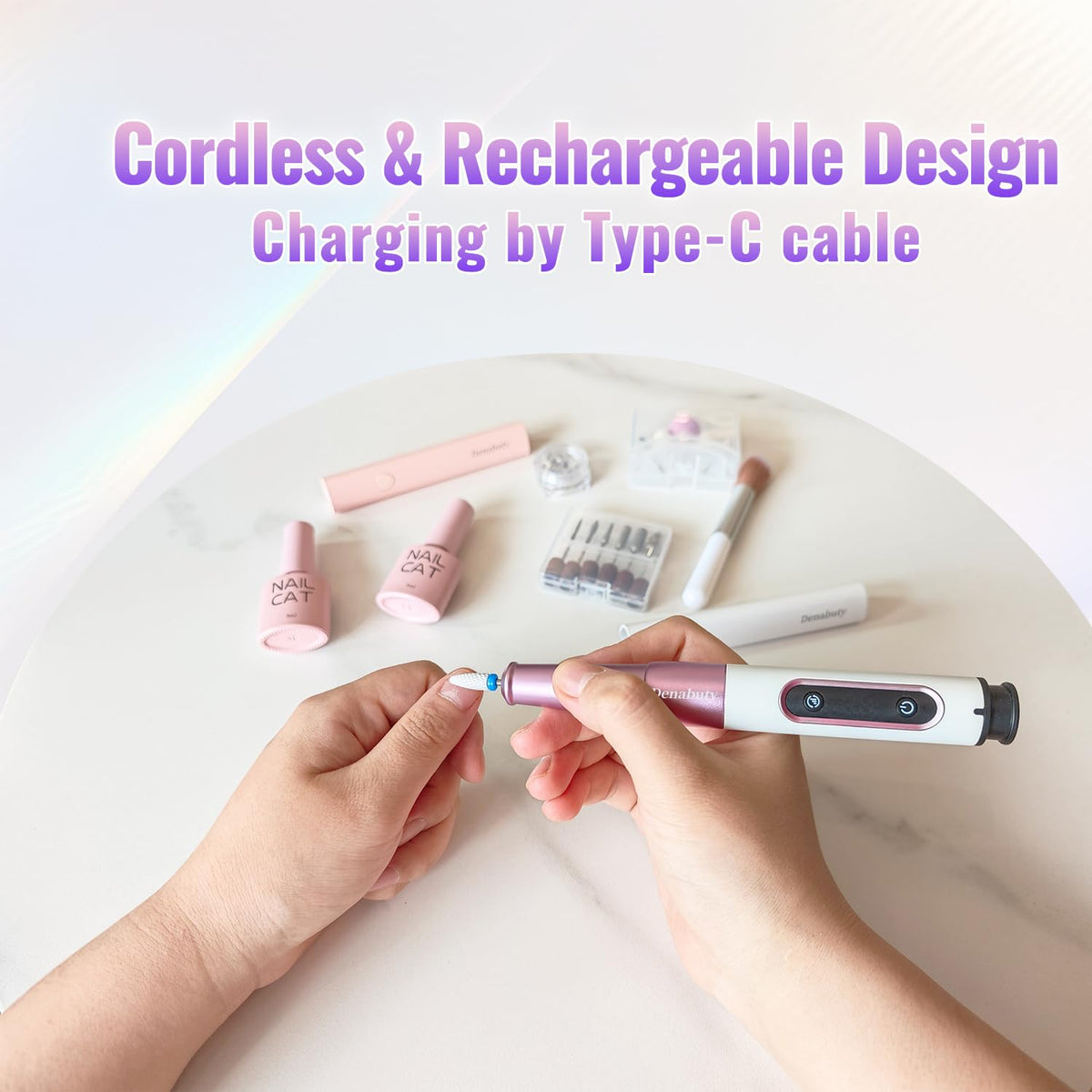 Denabuty nail drill with LED display for precise speed control
