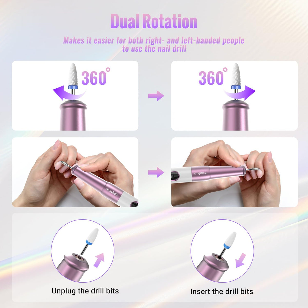 Denabuty low-noise, low-heat nail drill for comfortable at-home manicures
