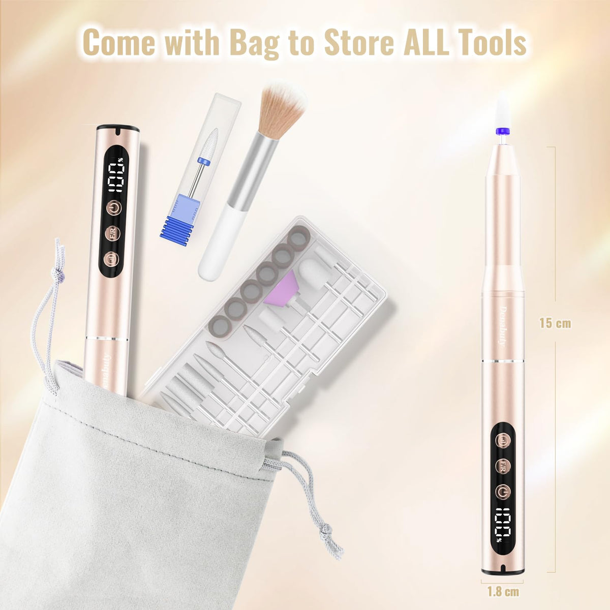 Denabuty nail drill battery-life supports longer sessions between charges