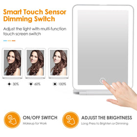 DenCert lighted vanity mirror in slim, compact form fits small bags