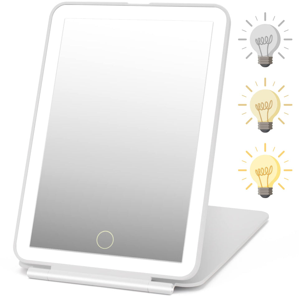 DenCert rechargeable travel mirror with 72 LEDs for precise makeup on the go