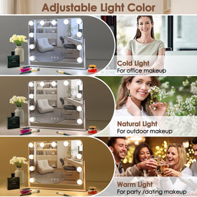 DenCert vanity mirror 16x13 inch tabletop design for full-face viewing