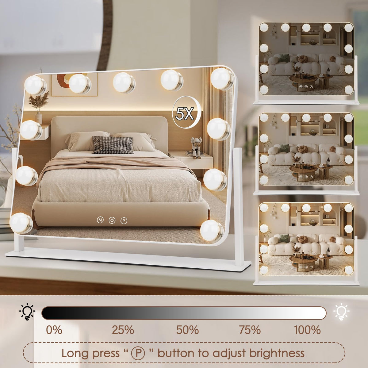 Detachable 5x magnification on DenCert vanity mirror for precise detailing
