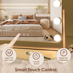 Smart touch control on DenCert mirror to adjust brightness and modes