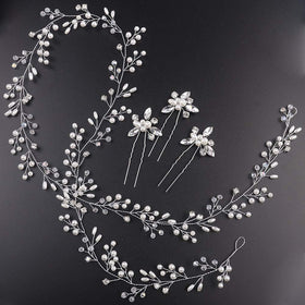 Denifery makeup hair vine wedding-updo secured with extra-long length.