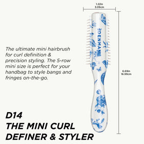 Denman compact 5-row hairbrush for quick on-the-go touch-ups.