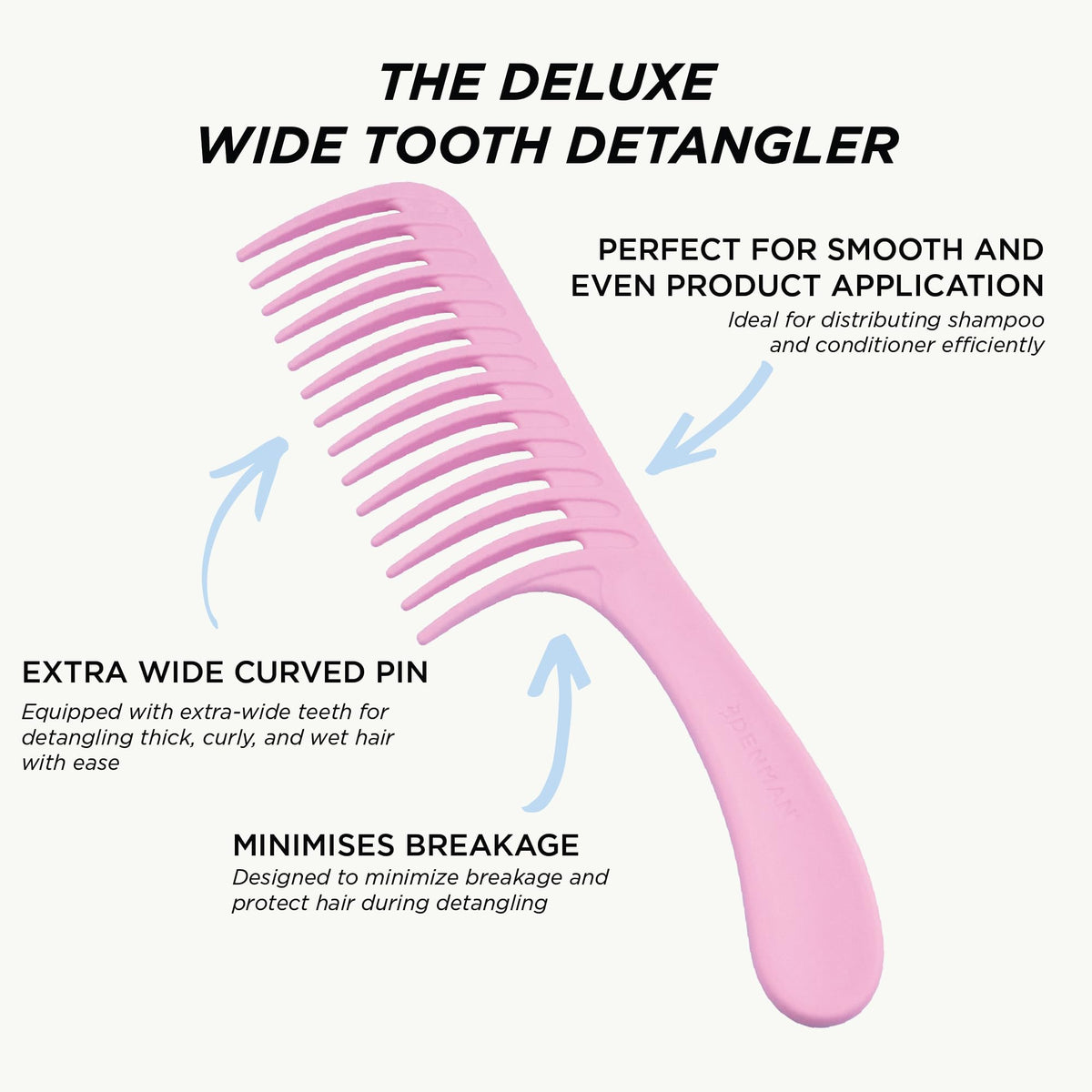 Denman D28 detangling for wet and dry hair with minimized tension