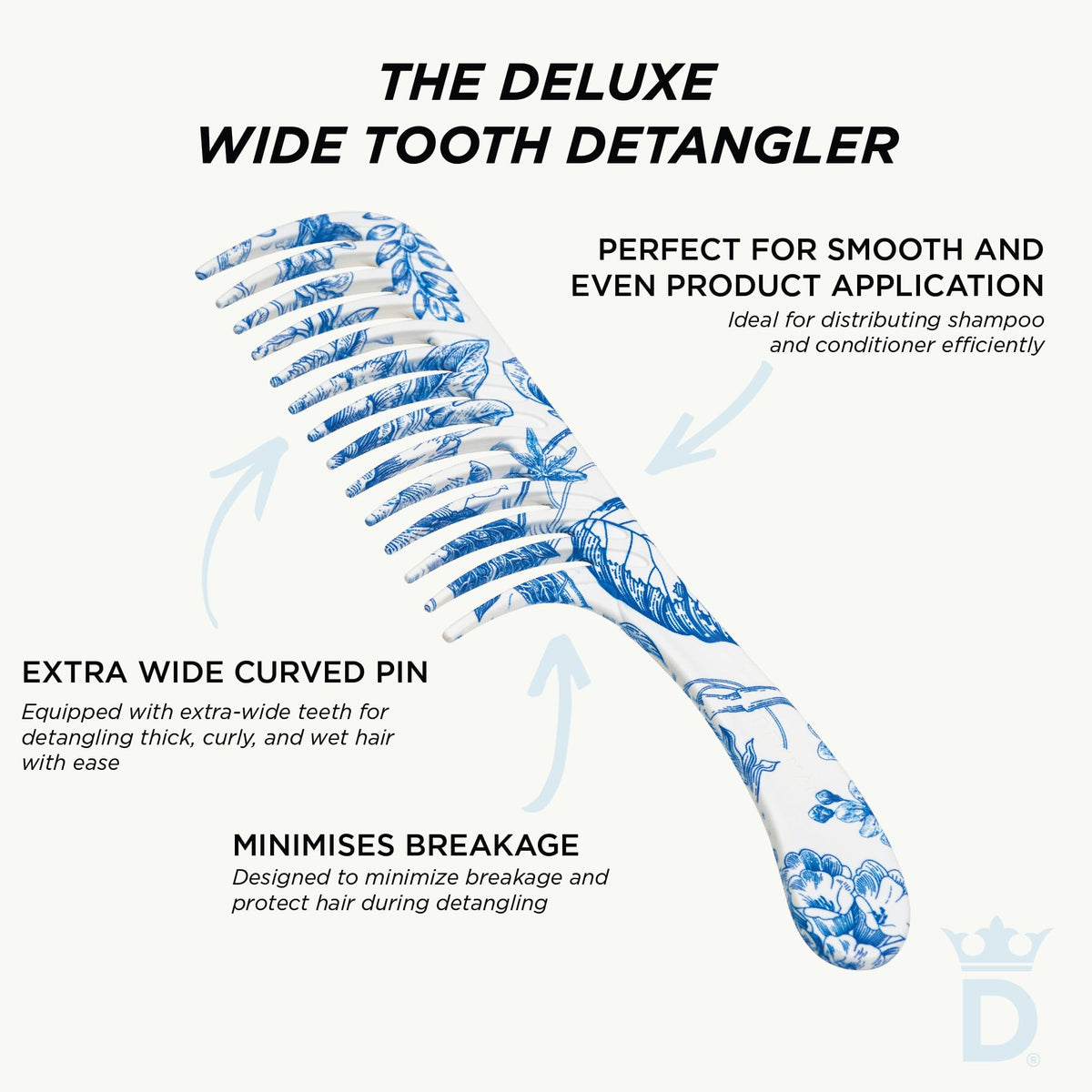Ergonomic grip on Denman D28 for comfortable, long detangling sessions.