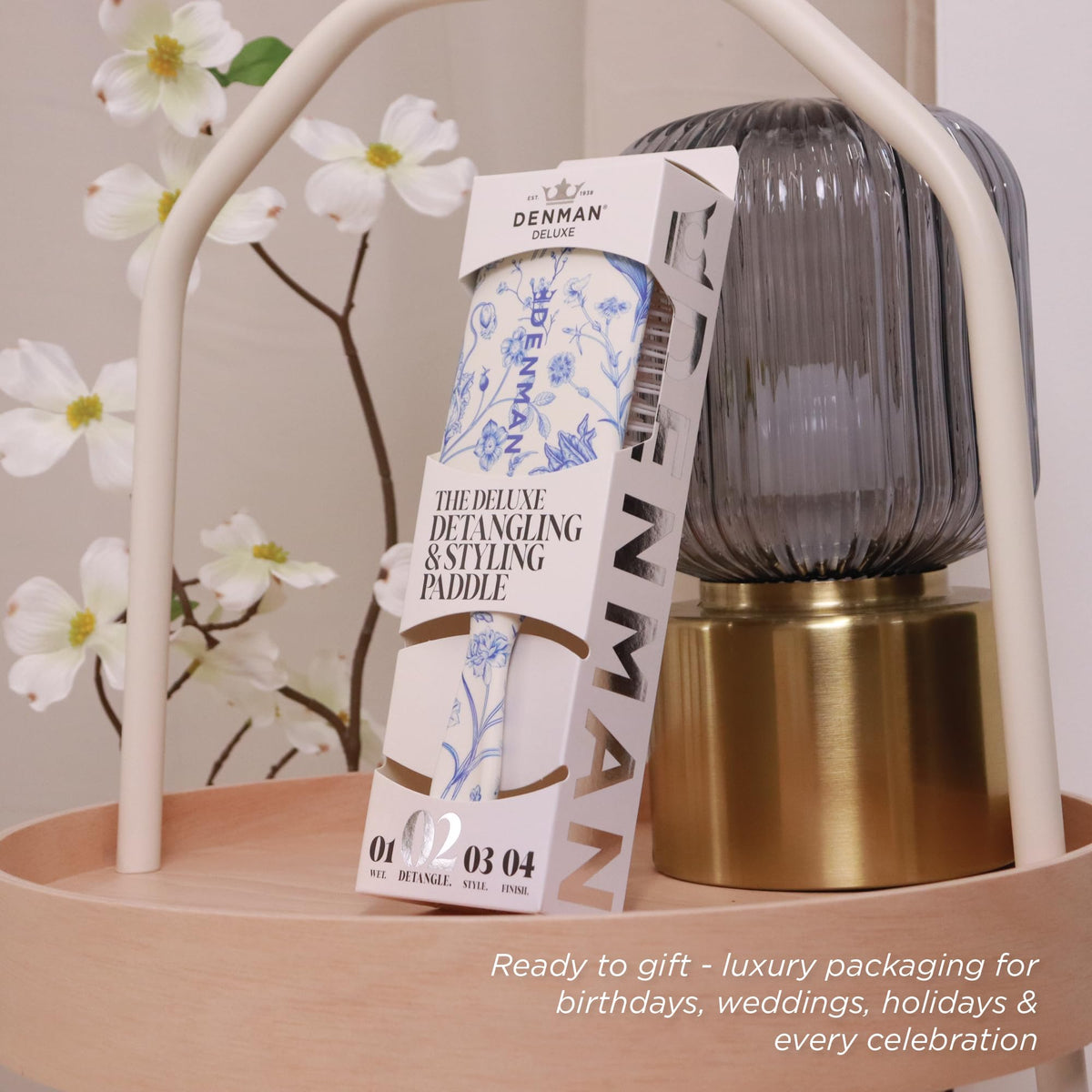 Denman D38 in-use during styling delivers smoother blow-dry and curl shape.