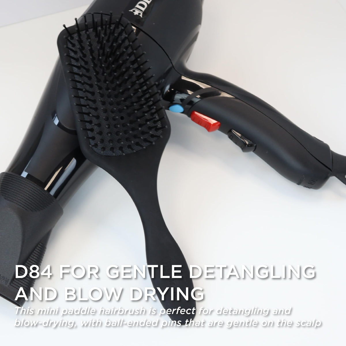 Ergonomic non-slip grip on Denman D84 for comfortable, controlled styling.