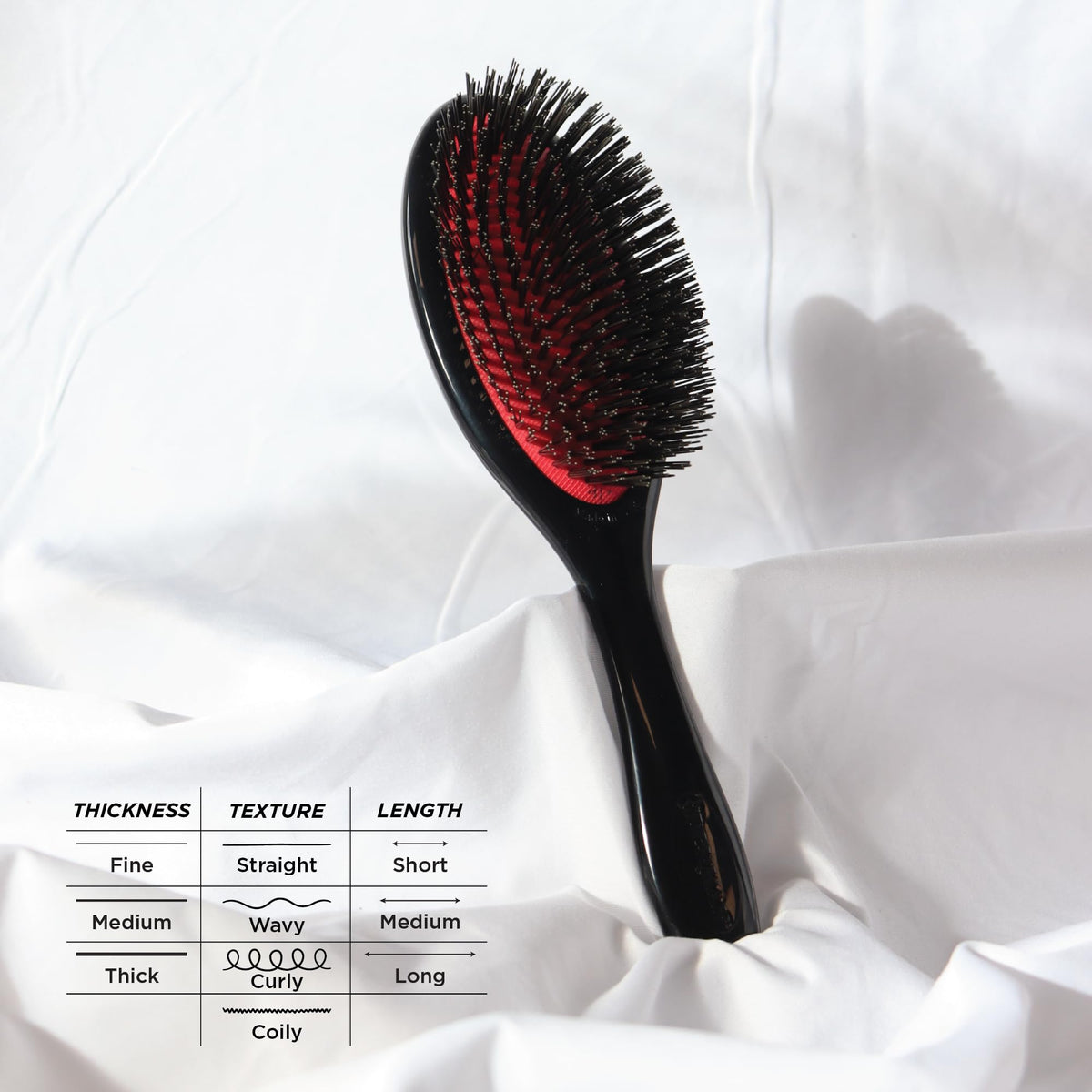 Denman grooming brush medium updo smoothing for a refined finish.