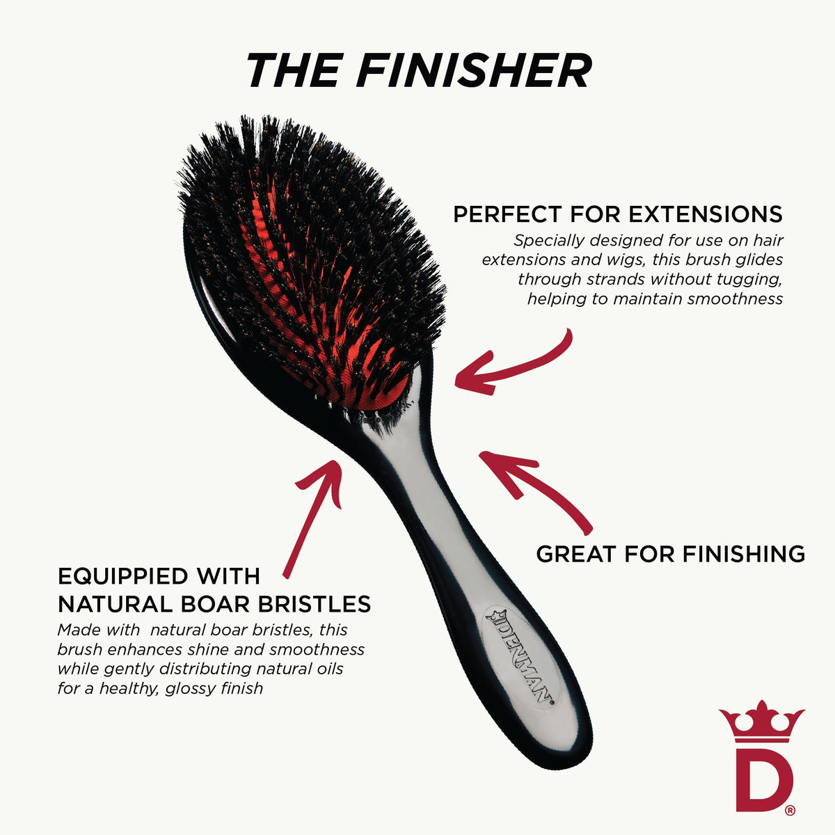 Denman grooming brush medium wig and extensions friendly for gentle brushing.