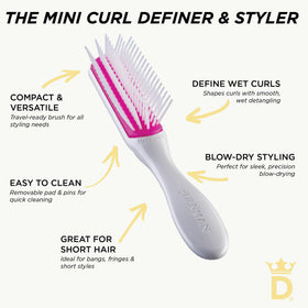 Denman Mini Curl & Blow-Dry Brush compact design for on-the-go touch-ups
