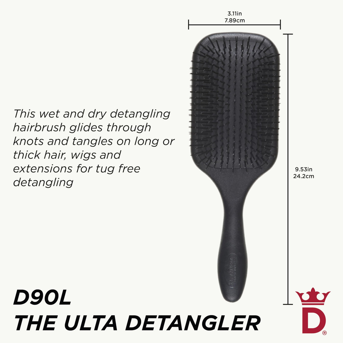 Denman Tangle Tamer Ultra on wet hair for efficient knot removal