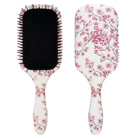Denman D90L Cherry Blossom detangling brush eases knot removal on long hair.
