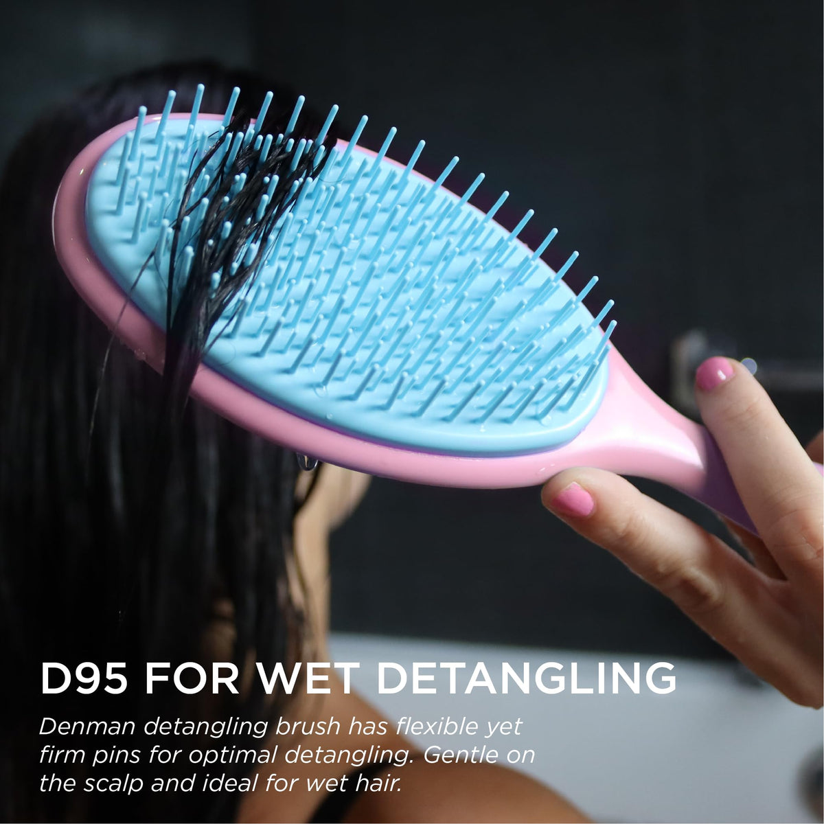 Denman Wet Detangler pink wet-hair-shower-use ideal for shower detangling.