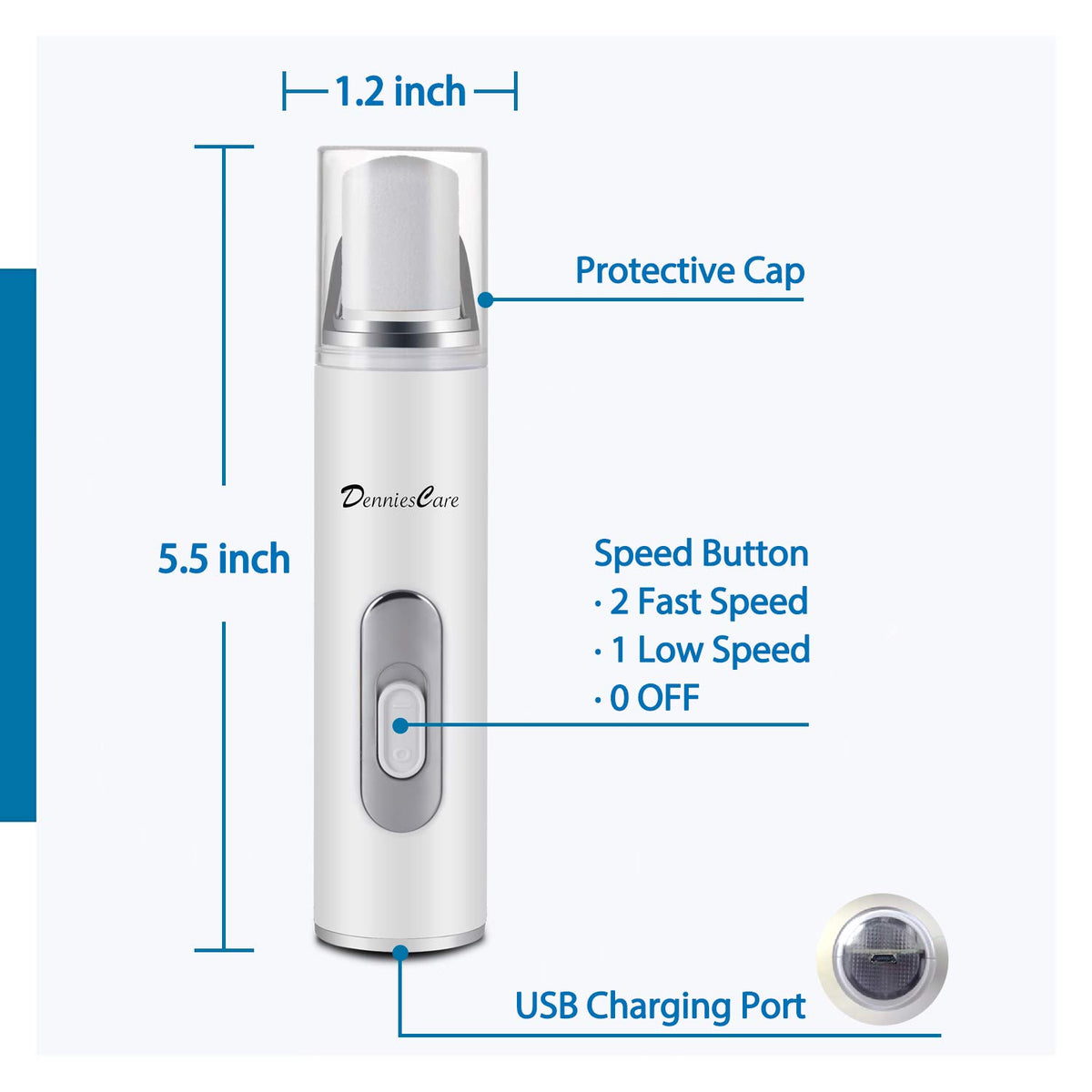 DenniesCare nail buffer with two speeds ideal for versatile at-home manicures.