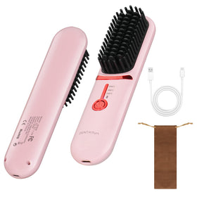 DENTAISyn cordless hair straightener brush for travel, compact and ready for on the go styling