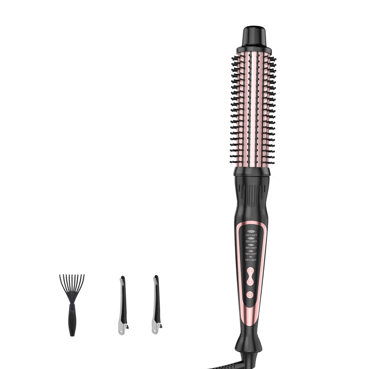 DENVEK thermal brush rose gold 1.25-inch for salon-like curls at home