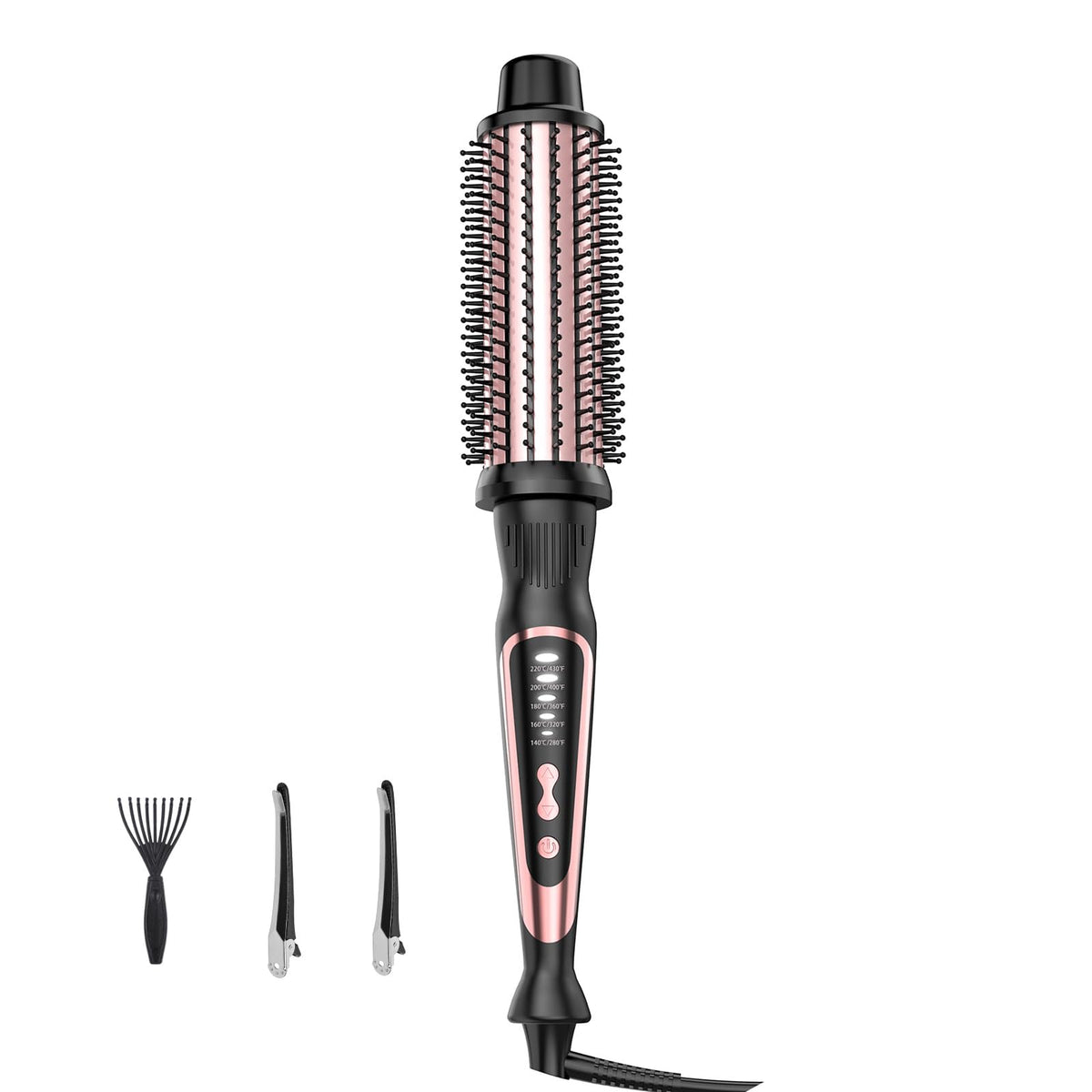 DENVEK Thermal Brush with rose-gold 1.5-inch barrel for smooth curls and volume.