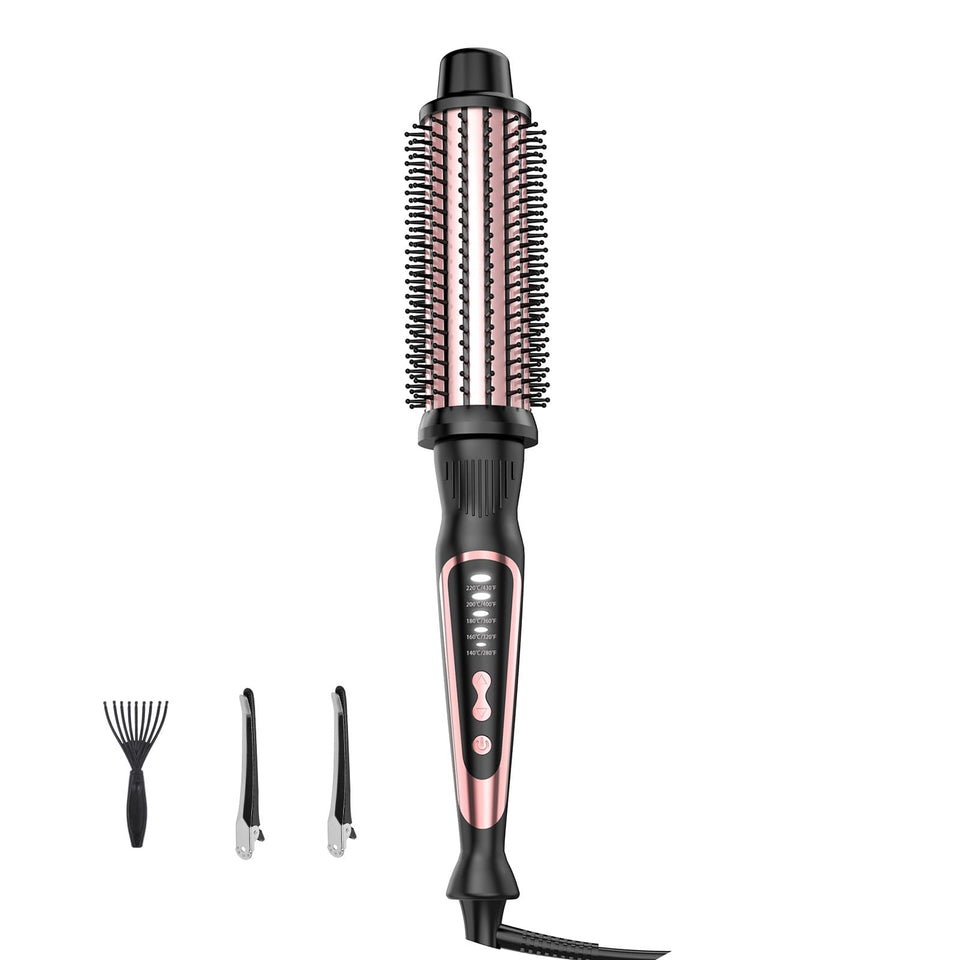 DENVEK Thermal Brush with rose-gold 1.5-inch barrel for smooth curls and volume.