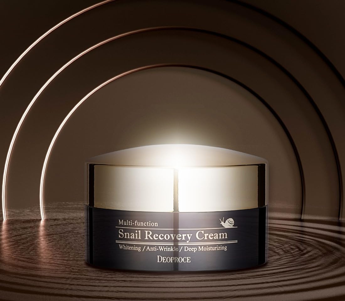 Deoproce Snail Mucin Face Cream ingredients label featuring licorice and mucin components.