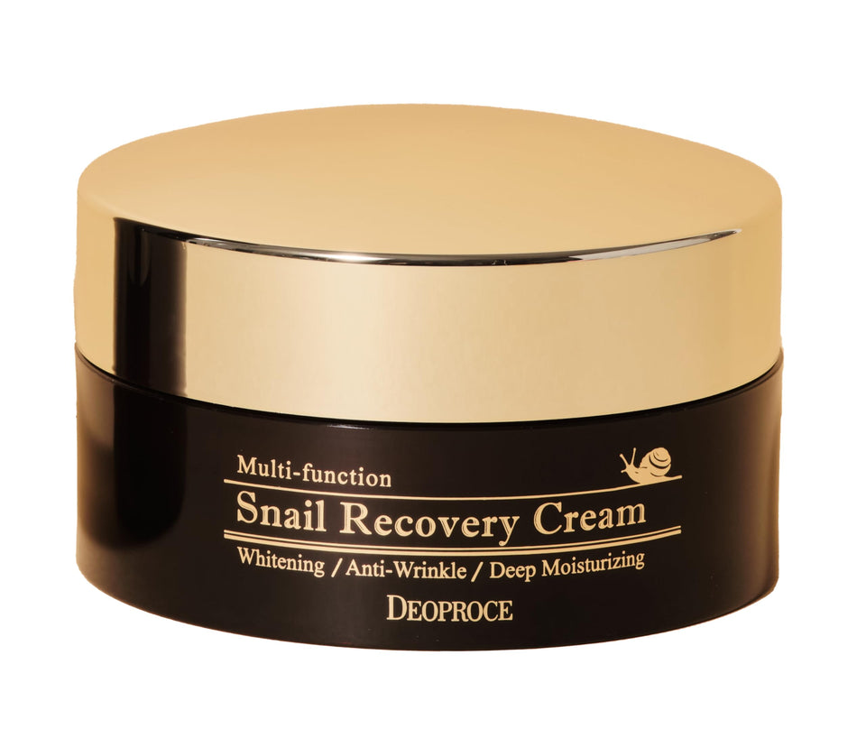 Deoproce Snail Mucin Face Cream packaging highlights premium daily hydration.