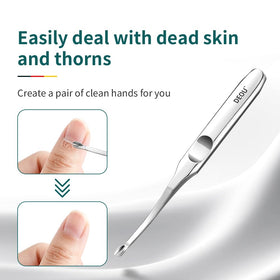 DEOU cuticle pusher ergonomic handle ensures a secure grip during grooming