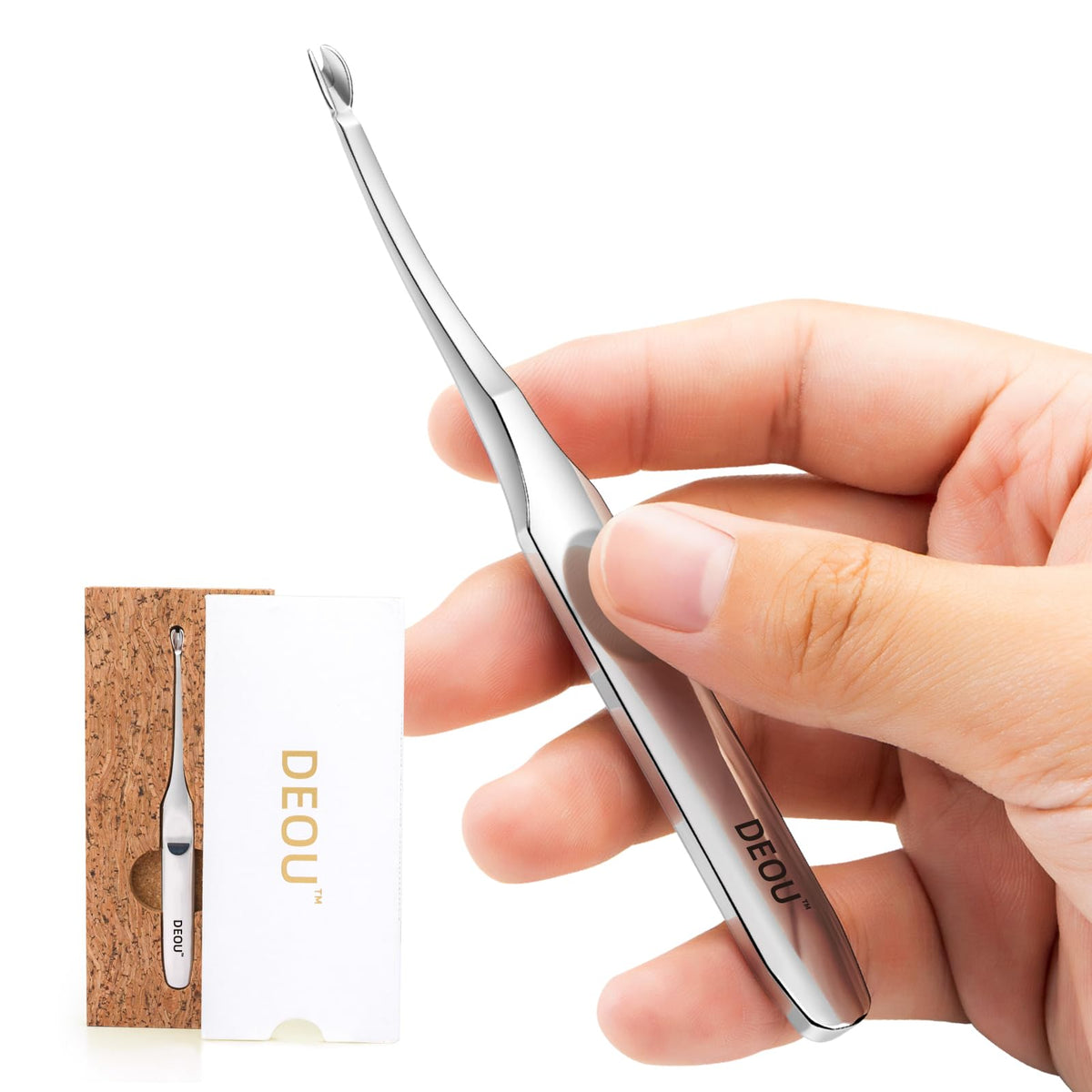 DEOU cuticle pusher with V-shaped edge for precise dead skin removal around nails