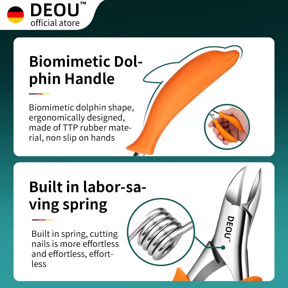 DEOU ergonomic dolphin-shaped grip enhances comfort and precision.