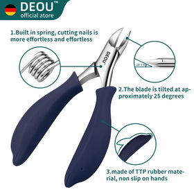 DEOU knife-edge 25-degree design enables precise nail trimming.