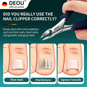 DEOU stainless steel toenail trimmer with sharp edge for thick nails.