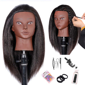 Depaajk 16 inch manikin head with hair for realistic styling practice