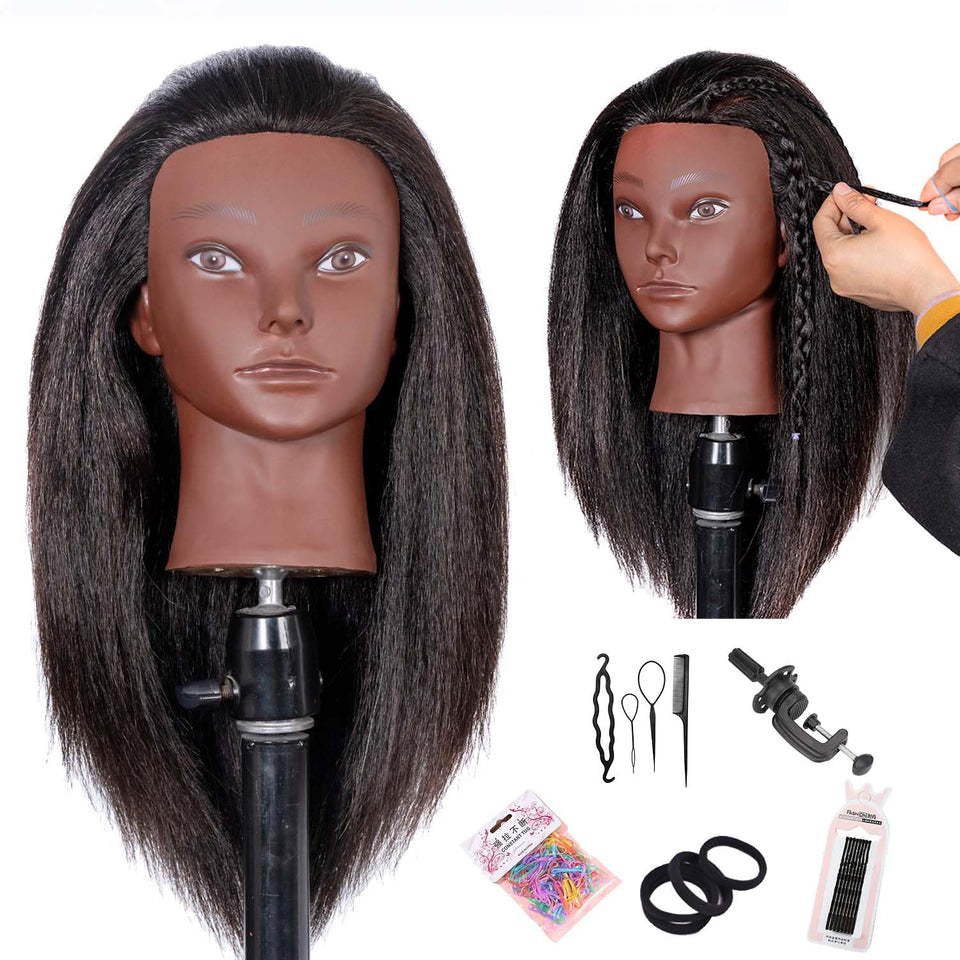 Depaajk 16 inch manikin head with hair for realistic styling practice