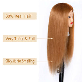 Depaajk mannequin head with 28 inch golden blonde shade 27 for updos.
