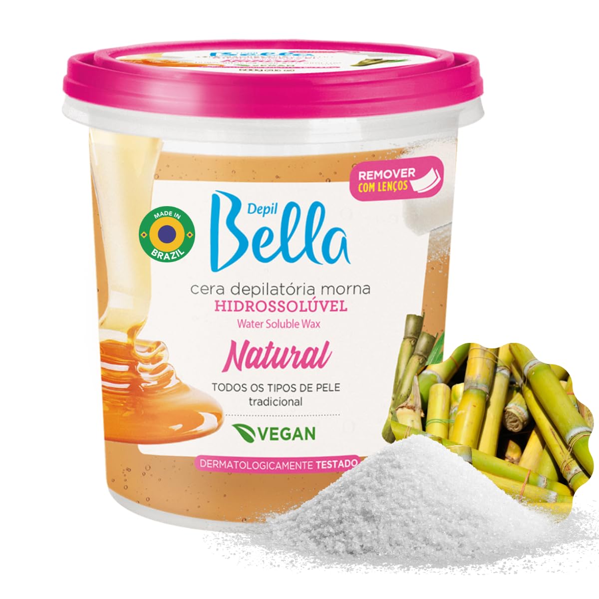 DEPIL BELLA packaging showing organic sugar wax for natural hair removal