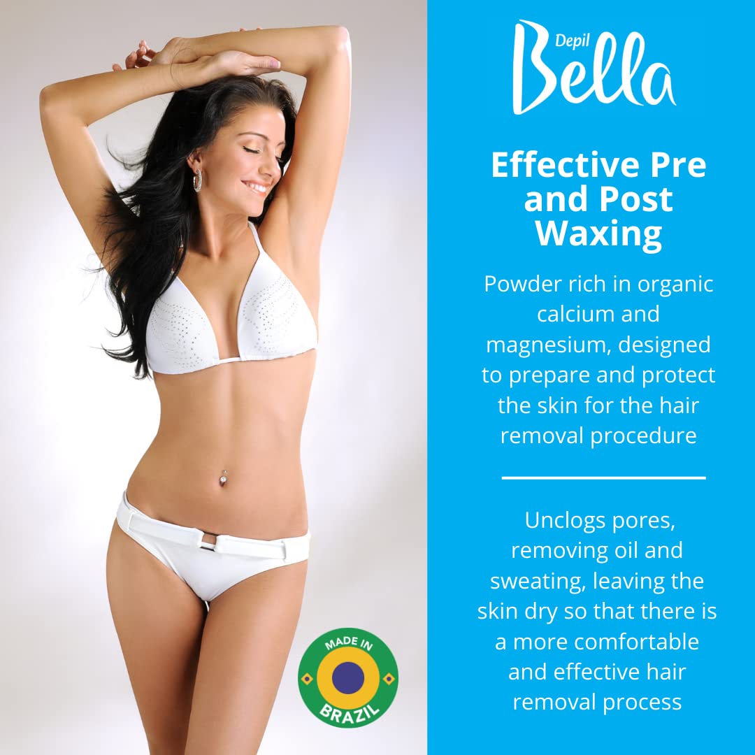 Depil Bella Dolomite Powder suitable for facial waxing preparation and soothing.