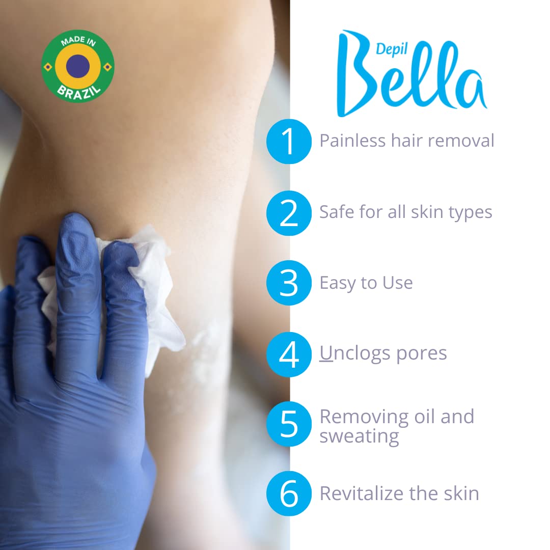 Depil Bella Dolomite Powder applied before waxing for smoother skin prep.