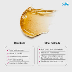 DEPIL BELLA removing wax with fabric strip for efficient hair removal