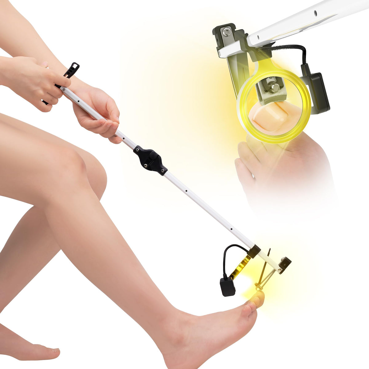 DEPSUNNY 24-inch foldable toenail clippers with LED light for easy nighttime nails.