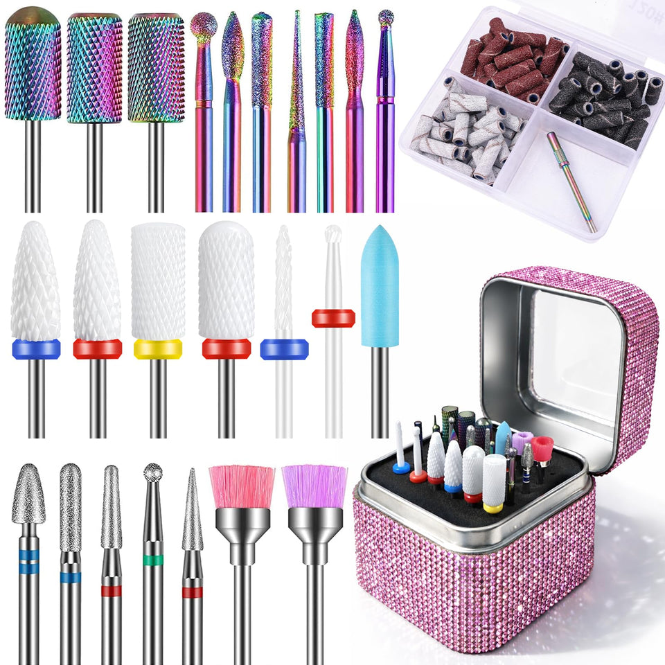 Depvko 100pcs nail drill bits set for versatile professional use
